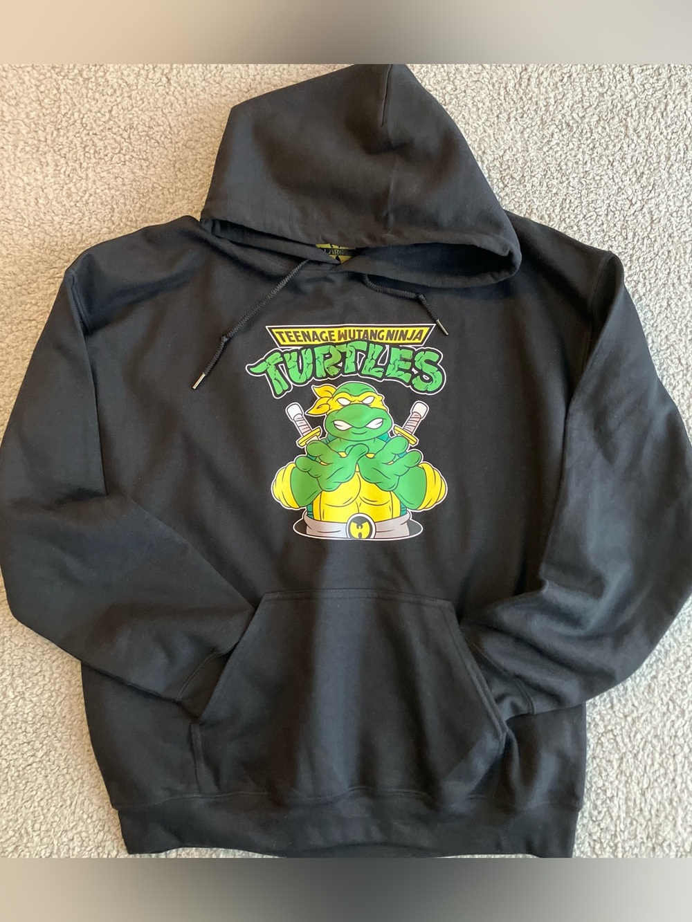 Eats Beats Wu Rhymes Black Wu-Tang Ninja Turtles Collab Hoodie Size Large
